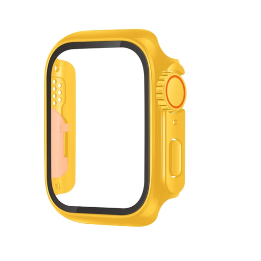 For Apple Watch Series 9 / 8 / 7 45mm Tempered Film Hybrid PC Integrated Watch Case(Yellow) by buy2fix