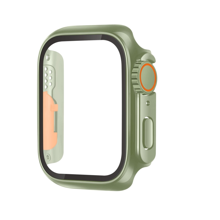 For Apple Watch Series 9 / 8 / 7 45mm Tempered Film Hybrid PC Integrated Watch Case(Green Orange) by buy2fix