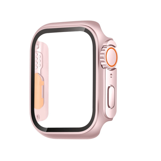 For Apple Watch Series 6 / 5 / 4 / SE 44mm Tempered Film Hybrid PC Integrated Watch Case(Rose Gold Orange) by buy2fix