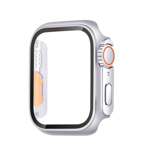 For Apple Watch Series 6 / 5 / 4 / SE 44mm Tempered Film Hybrid PC Integrated Watch Case(Silver Orange) by buy2fix