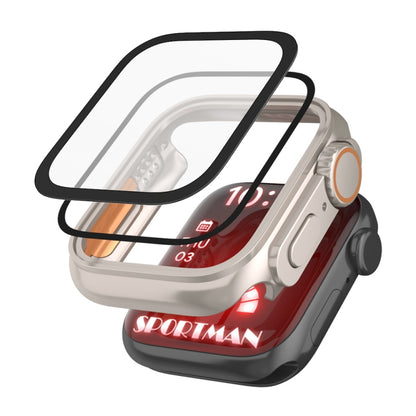 For Apple Watch Series 9 / 8 / 7 45mm Tempered Film Hybrid PC Integrated Watch Case(Silver Orange) by buy2fix