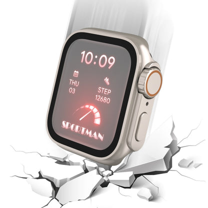For Apple Watch Series 9 / 8 / 7 45mm Tempered Film Hybrid PC Integrated Watch Case(Green Orange) by buy2fix