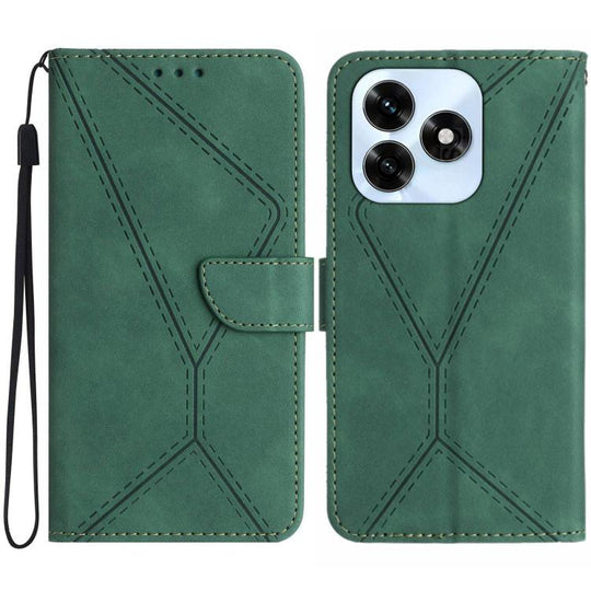 For Honor X5c Plus Stitching Embossed Leather Phone Case(Green)