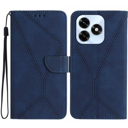 For Honor X5c Plus Stitching Embossed Leather Phone Case(Blue)
