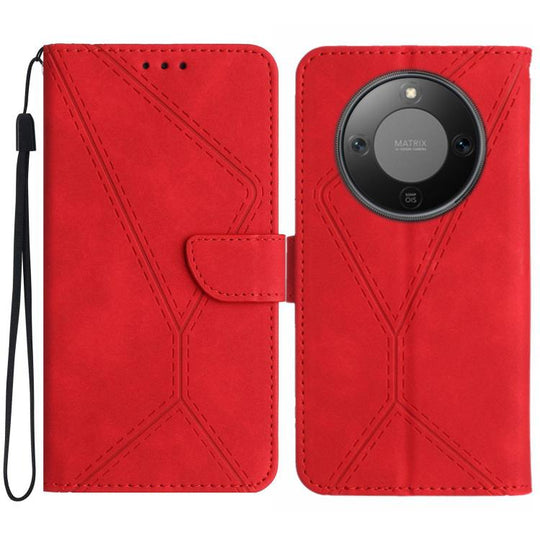 For Honor X9d 5G Global Stitching Embossed Leather Phone Case(Red)