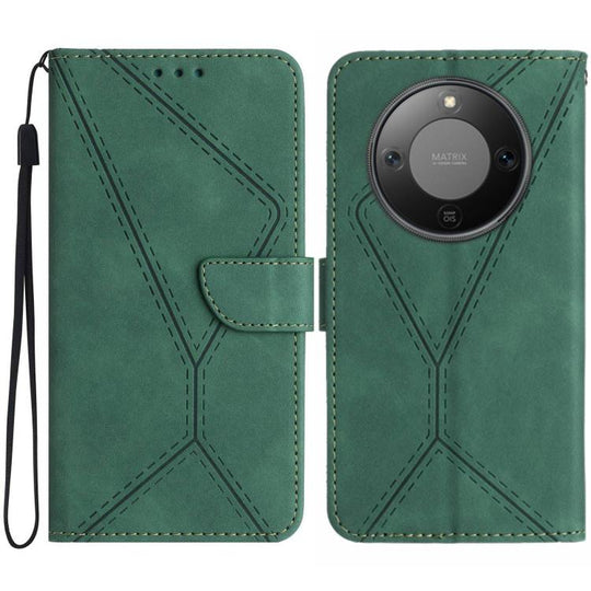 For Honor X9d 5G Global Stitching Embossed Leather Phone Case(Green)