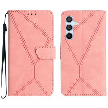 For Samsung Galaxy A25 5G Stitching Embossed Leather Phone Case(Pink) by buy2fix