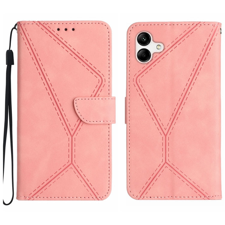For Samsung Galaxy A05 Stitching Embossed Leather Phone Case(Pink) by buy2fix