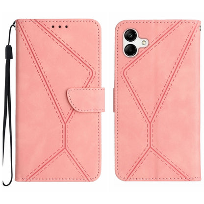 For Samsung Galaxy A05 Stitching Embossed Leather Phone Case(Pink) by buy2fix