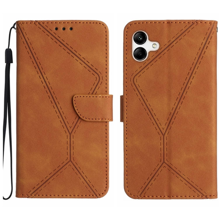For Samsung Galaxy A05 Stitching Embossed Leather Phone Case(Brown) by buy2fix
