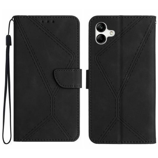 For Samsung Galaxy A05 Stitching Embossed Leather Phone Case(Black) by buy2fix