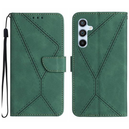 For Samsung Galaxy A15 Stitching Embossed Leather Phone Case(Green)
