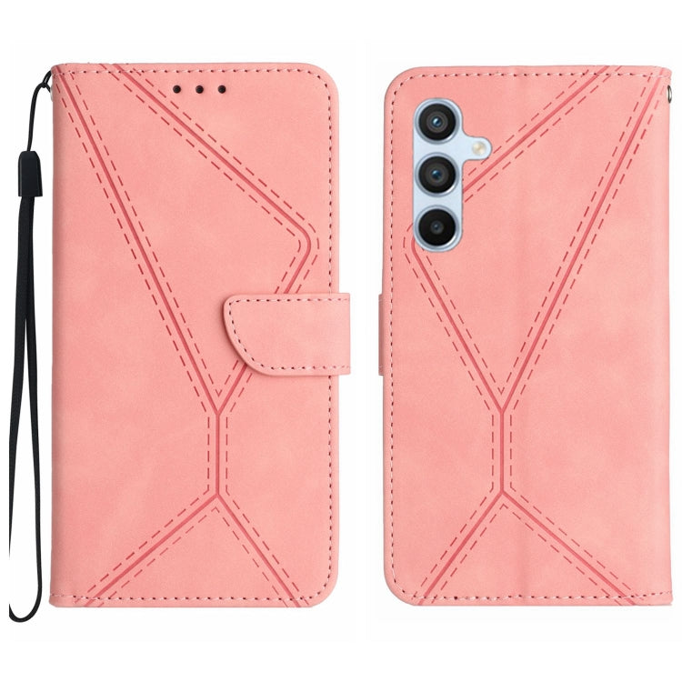 For Samsung Galaxy A55 5G Stitching Embossed Leather Phone Case(Pink) by buy2fix