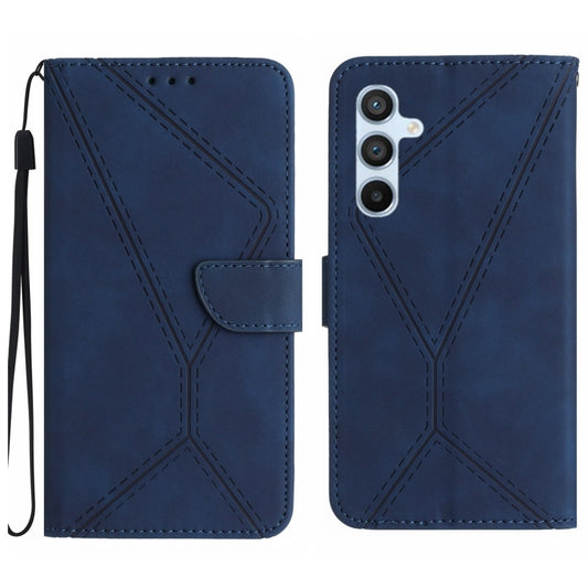 For Samsung Galaxy A55 5G Stitching Embossed Leather Phone Case(Blue) by buy2fix