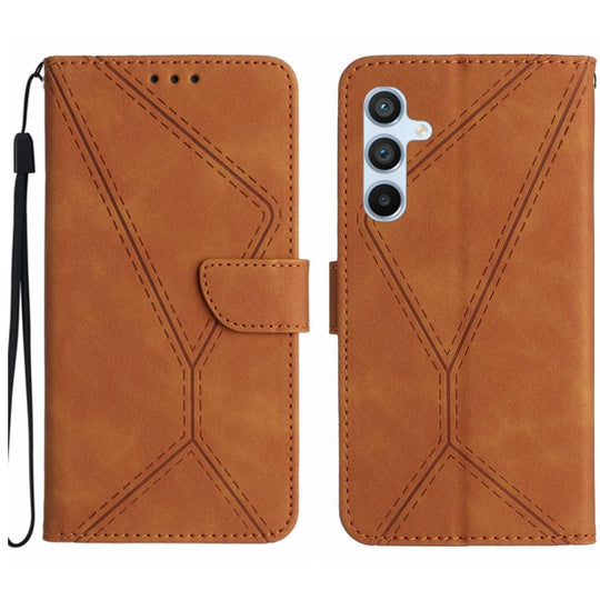 For Samsung Galaxy M15 5G Stitching Embossed Leather Phone Case(Brown)