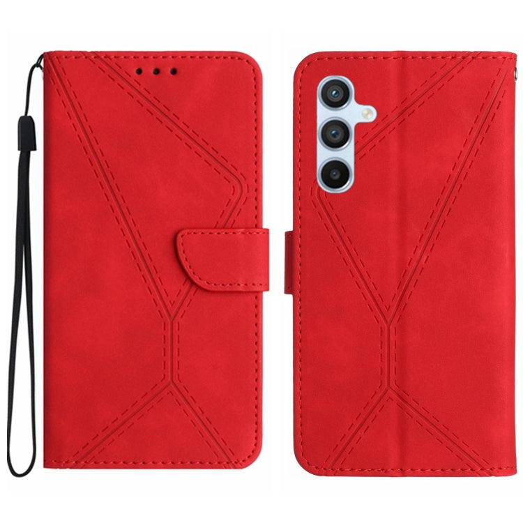 For Samsung Galaxy M55 Stitching Embossed Leather Phone Case(Red) by buy2fix