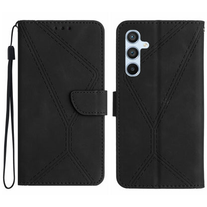 For Samsung Galaxy M55 Stitching Embossed Leather Phone Case(Black) by buy2fix