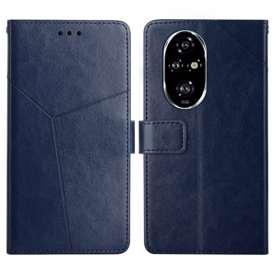 For Honor 200 Pro 5G Global Y-shaped Pattern Flip Leather Phone Case(Blue)