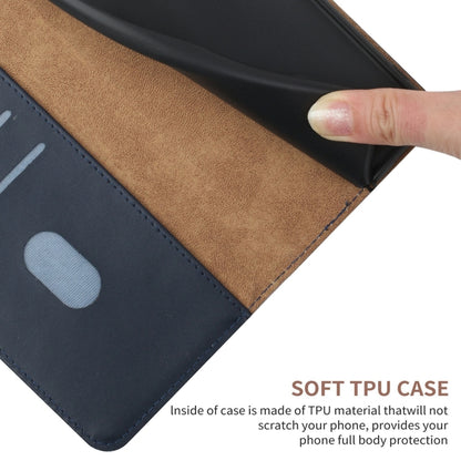 For Samsung Galaxy S23 FE 5G HT02 Genuine Leather Fingerprint-proof Flip Phone Case(Blue) - Galaxy S23 FE 5G Cases by buy2fix | Online Shopping UK | buy2fix
