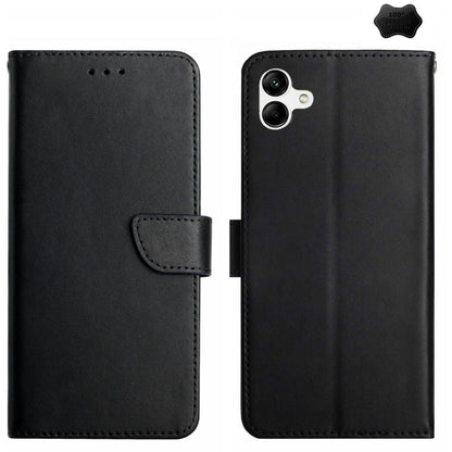 For Samsung Galaxy A05 HT02 Genuine Leather Fingerprint-proof Flip Phone Case(Black) - Galaxy Phone Cases by buy2fix | Online Shopping UK | buy2fix