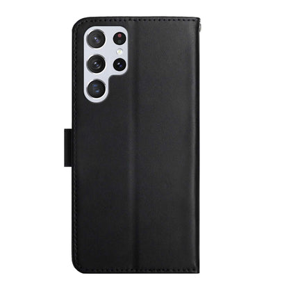 For Samsung Galaxy S24 Ultra 5G HT02 Genuine Leather Fingerprint-proof Flip Phone Case(Black) - Galaxy S24 Ultra 5G Cases by buy2fix | Online Shopping UK | buy2fix