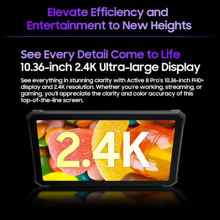 Blackview Active 8 Pro 4G Rugged Tablet, 10.36 inch 8GB+256GB Android 13 MT6789 Octa Core Support Dual SIM, Global Version with Google Play, EU Plug(Black) - Blackview by Blackview | Online Shopping UK | buy2fix