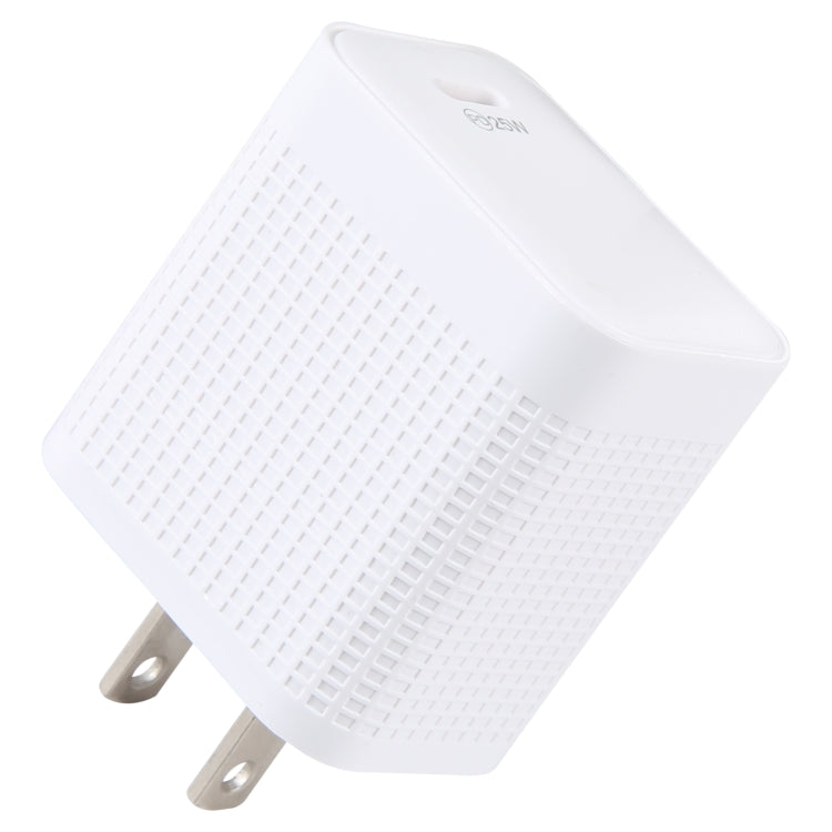 LZ-106PD 25W USB-C / Type-C Ports Plaid Pattern Travel Charger, US Plug(White) by buy2fix