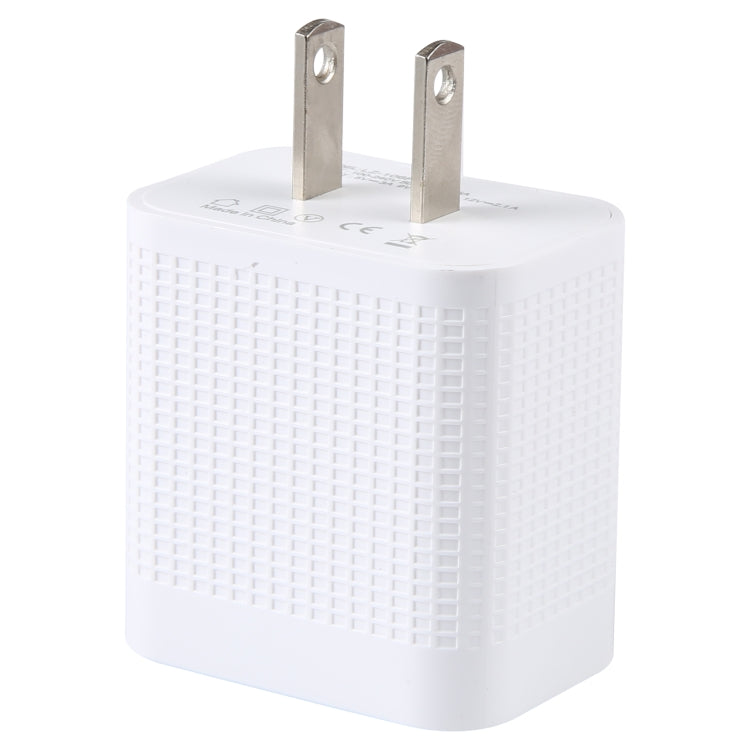 LZ-106PD 25W USB-C / Type-C Ports Plaid Pattern Travel Charger, US Plug(White) by buy2fix