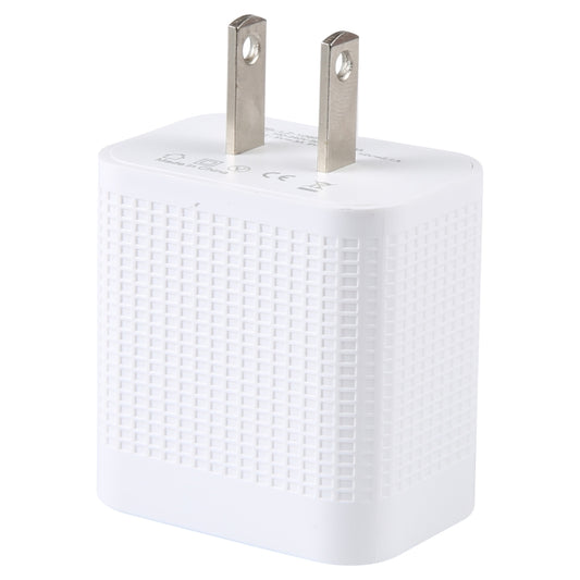 LZ-106PD 25W USB-C / Type-C Ports Plaid Pattern Travel Charger, US Plug(White) by buy2fix
