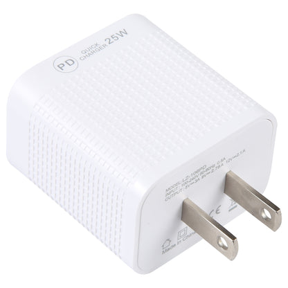 LZ-106PD 25W USB-C / Type-C Ports Plaid Pattern Travel Charger, US Plug(White) by buy2fix