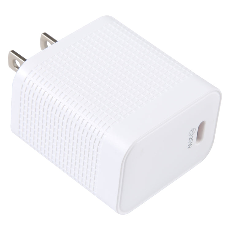 LZ-106PD 25W USB-C / Type-C Ports Plaid Pattern Travel Charger, US Plug(White) by buy2fix