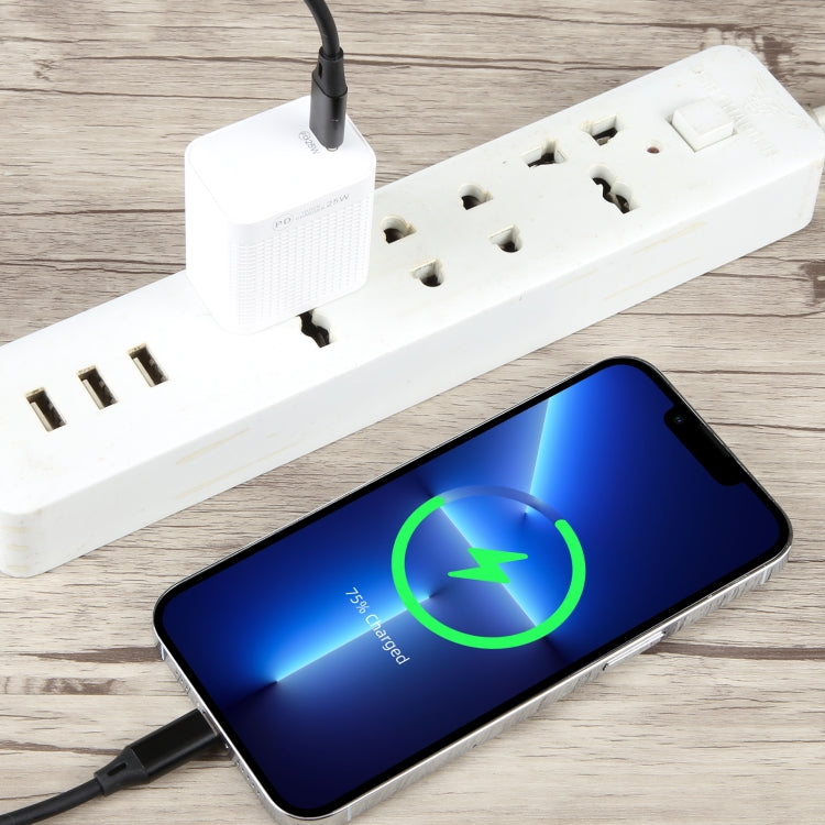 LZ-106PD 25W USB-C / Type-C Ports Plaid Pattern Travel Charger, US Plug(White) by buy2fix