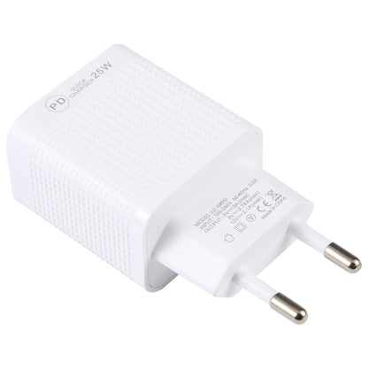 LZ-106PD 25W USB-C / Type-C Ports Plaid Pattern Travel Charger, EU Plug(White) by buy2fix
