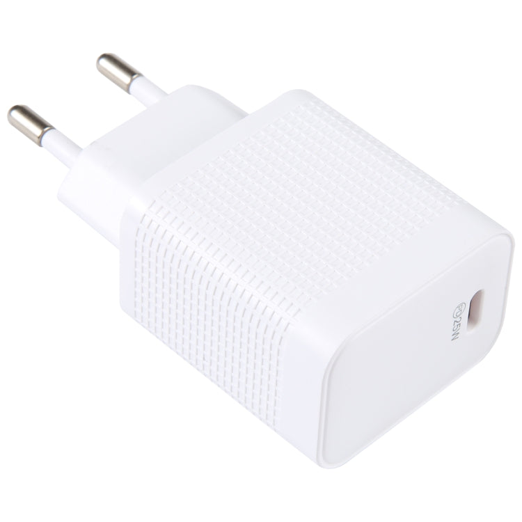 LZ-106PD 25W USB-C / Type-C Ports Plaid Pattern Travel Charger, EU Plug(White) by buy2fix