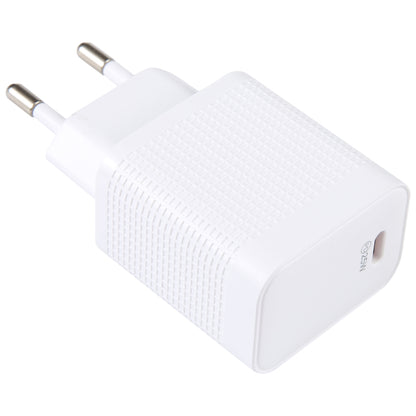 LZ-106PD 25W USB-C / Type-C Ports Plaid Pattern Travel Charger, EU Plug(White) by buy2fix
