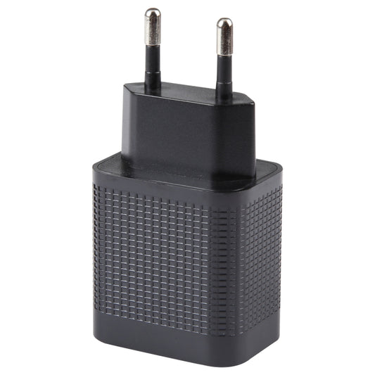 LZ-106PD 25W USB-C / Type-C Ports Plaid Pattern Travel Charger, EU Plug(Black) by buy2fix