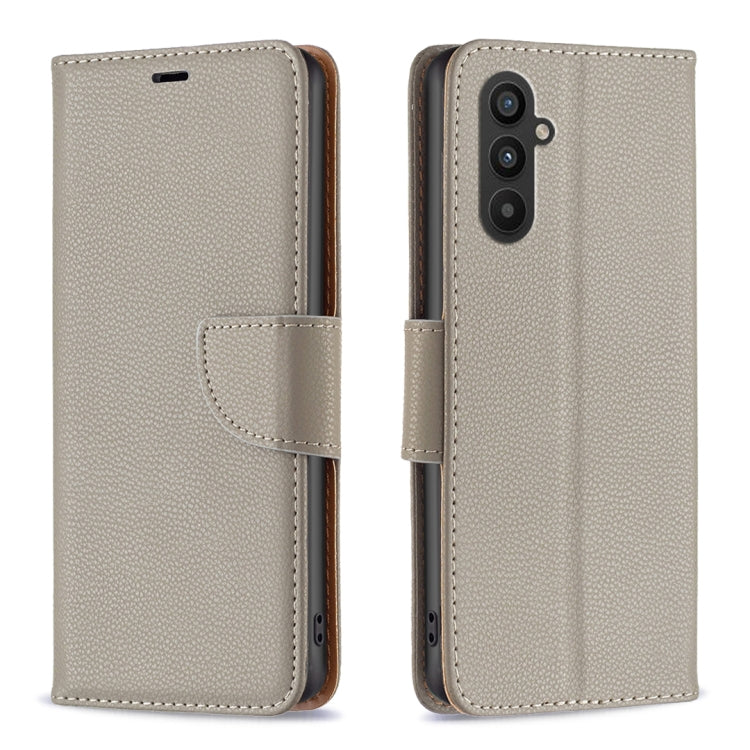 For Samsung Galaxy A25 5G Litchi Texture Pure Color Flip Leather Phone Case(Grey) by buy2fix