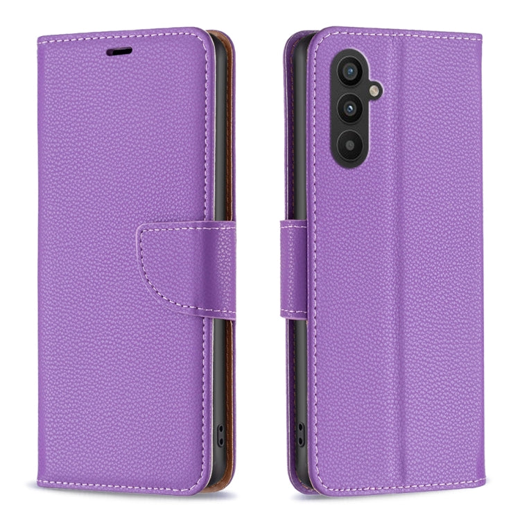For Samsung Galaxy A25 5G Litchi Texture Pure Color Flip Leather Phone Case(Purple) by buy2fix