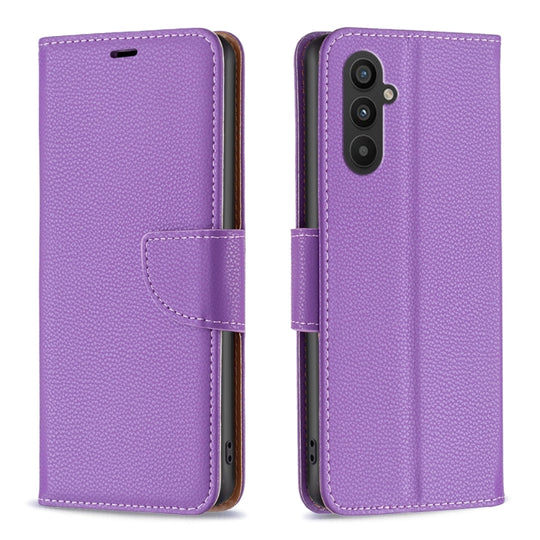 For Samsung Galaxy A25 5G Litchi Texture Pure Color Flip Leather Phone Case(Purple)