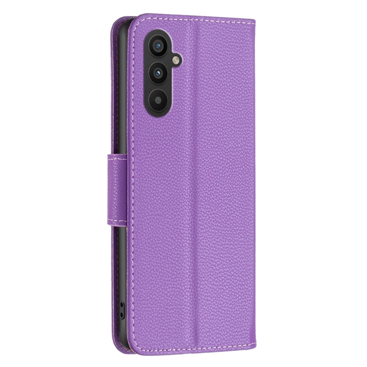 For Samsung Galaxy A25 5G Litchi Texture Pure Color Flip Leather Phone Case(Purple) by buy2fix