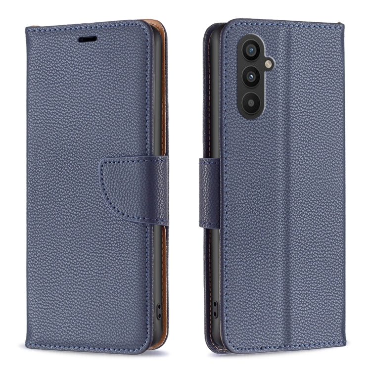 For Samsung Galaxy A25 5G Litchi Texture Pure Color Flip Leather Phone Case(Blue) by buy2fix