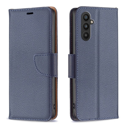 For Samsung Galaxy A25 5G Litchi Texture Pure Color Flip Leather Phone Case(Blue) by buy2fix