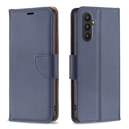 For Samsung Galaxy A25 5G Litchi Texture Pure Color Flip Leather Phone Case(Blue) by buy2fix
