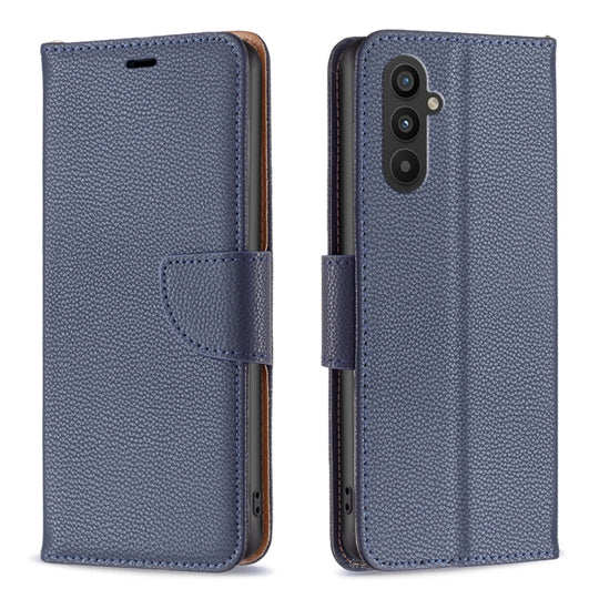 For Samsung Galaxy A25 5G Litchi Texture Pure Color Flip Leather Phone Case(Blue)