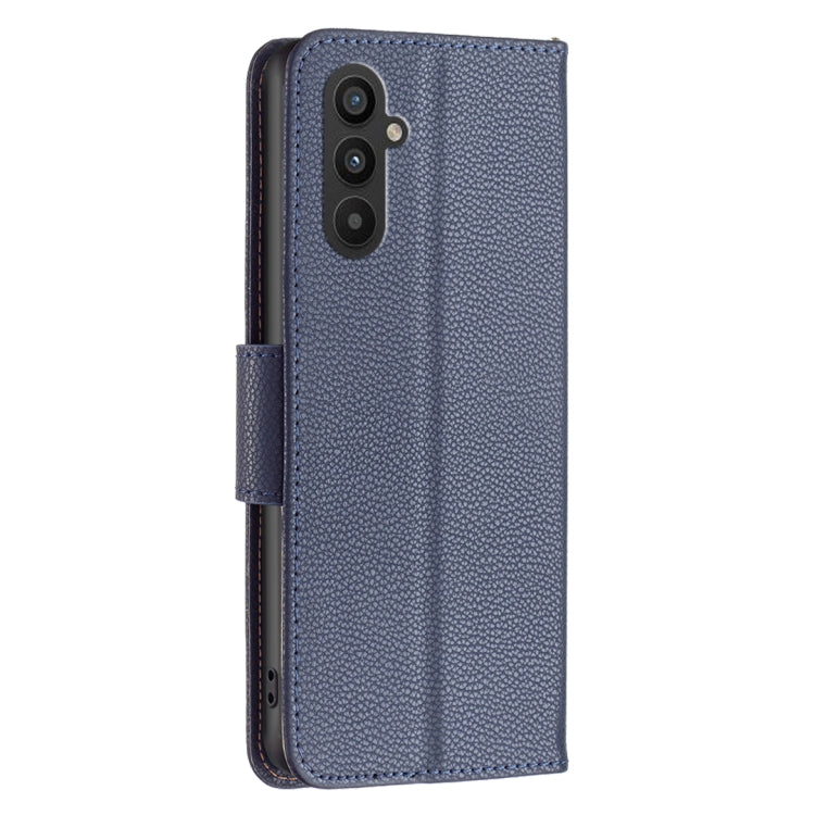 For Samsung Galaxy A25 5G Litchi Texture Pure Color Flip Leather Phone Case(Blue) by buy2fix