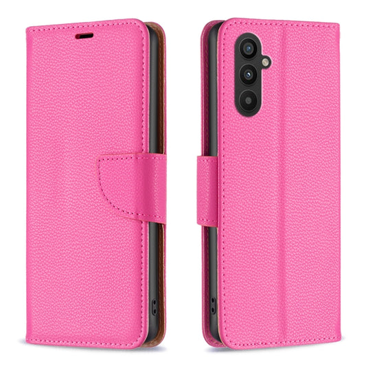 For Samsung Galaxy A25 5G Litchi Texture Pure Color Flip Leather Phone Case(Rose Red) by buy2fix