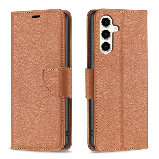 For Samsung Galaxy S23 FE 5G Litchi Texture Pure Color Flip Leather Phone Case(Brown)