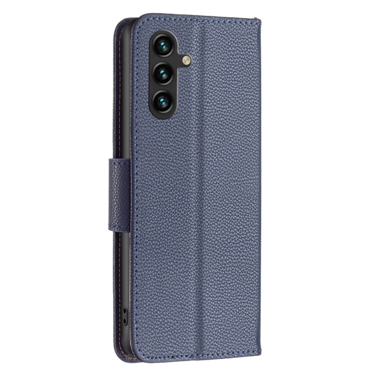 For Samsung Galaxy A15 Litchi Texture Pure Color Flip Leather Phone Case(Blue) by buy2fix