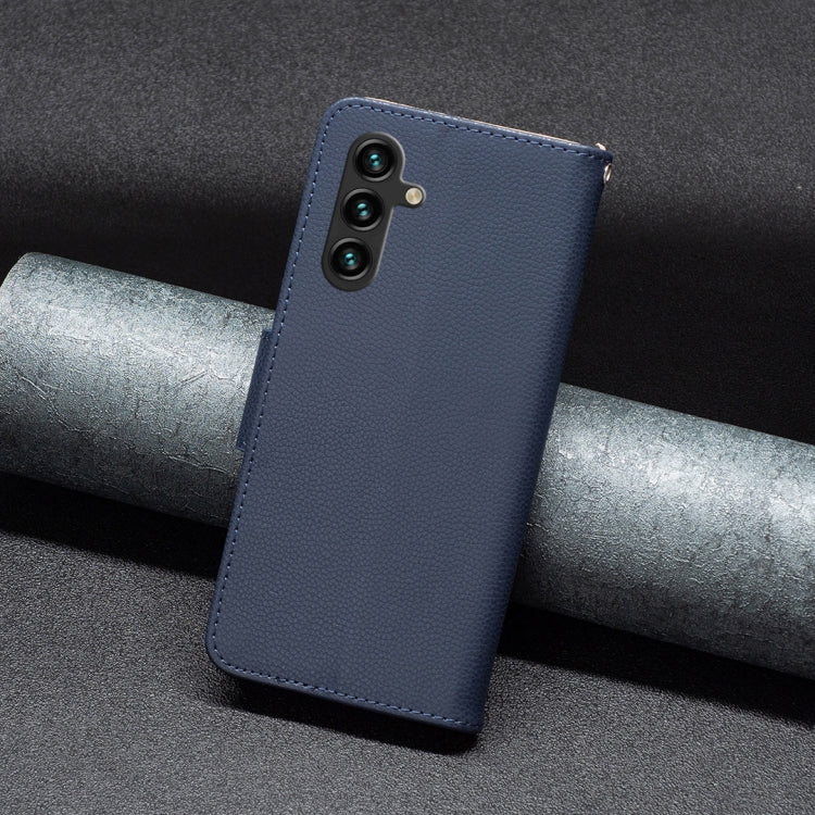 For Samsung Galaxy A15 Litchi Texture Pure Color Flip Leather Phone Case(Blue) by buy2fix