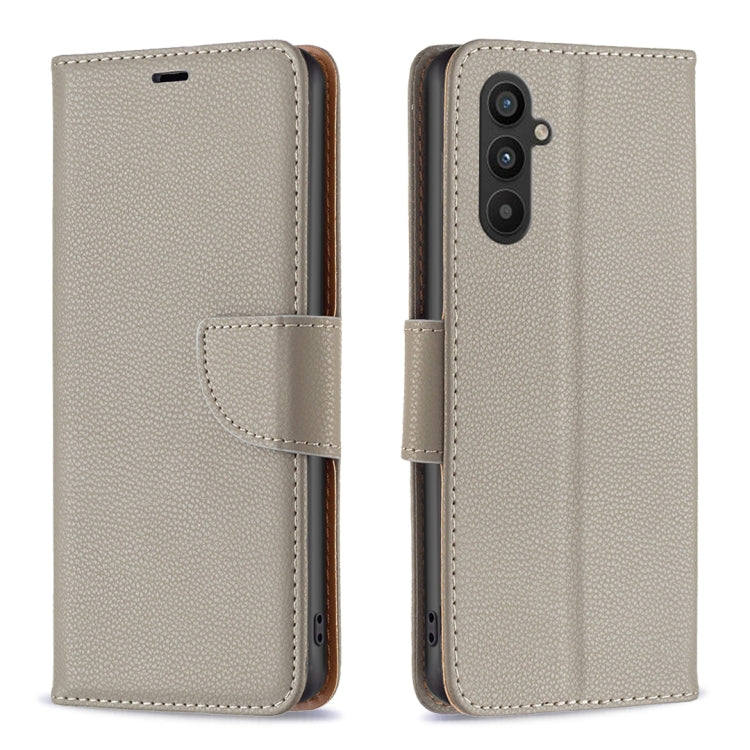 For Samsung Galaxy A34 5G Litchi Texture Pure Color Flip Leather Phone Case(Grey) by buy2fix